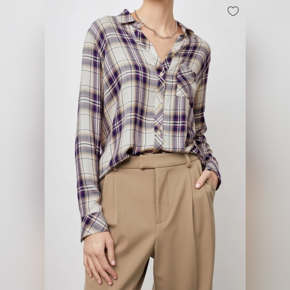 Rails Hunter Plaid Button-Down Shirt Stone Navy Fushia Size S - Picture 3 of 15